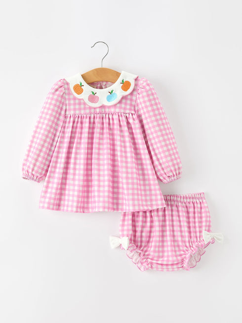 thanksgiving-halloween-pumpkin-embroidery-pink-plaid-girls-bloomer-set-sophias-styleRomper-1