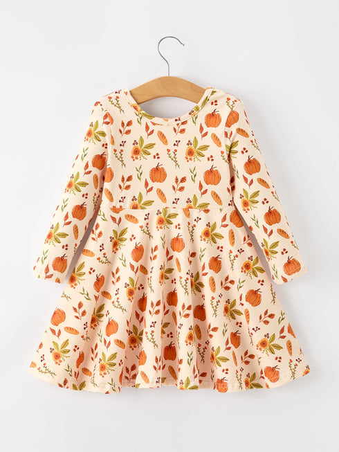 fall-pumpkin-floral-girls-twirl-dress-long-sleeve-sophias-style-2