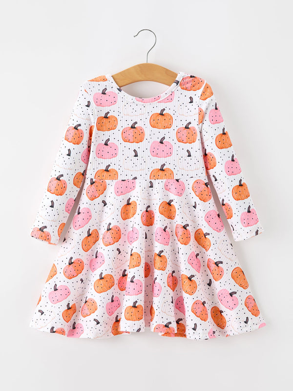fall-pumpkin-print-girls-twirl-dress-long-sleeve-sophias-styleDress-1