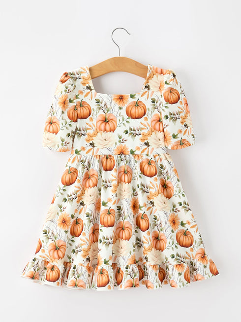 fall-pumpkin-floral-girls-ruffle-hem-dress-sophias-style-2