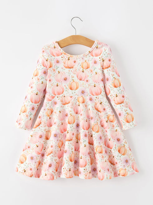 fall-pink-pumpkin-girls-long-sleeve-twirl-dress-sophias-style-2