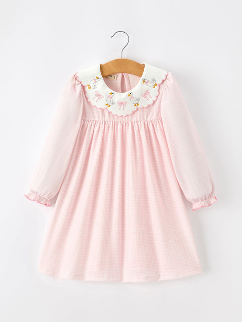 pink-goose-embroidered-baby-girl-dress-peter-pan-collar-bow-dress-sophias-styleDress-1