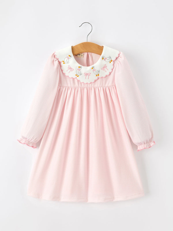 pink-goose-embroidered-baby-girl-dress-peter-pan-collar-bow-dress-sophias-styleDress-1