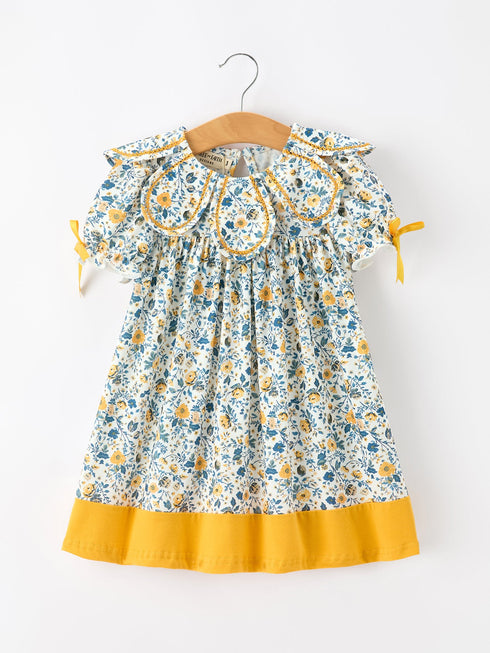 floral-girls-dress-peter-pan-collar-yellow-trim-puff-sleeve-dress-sophias-styleDress-1