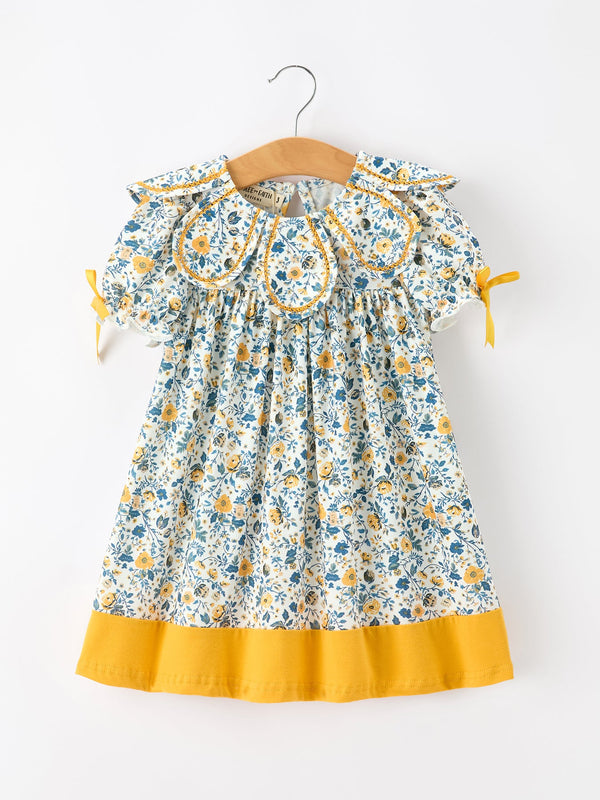 floral-girls-dress-peter-pan-collar-yellow-trim-puff-sleeve-dress-sophias-styleDress-1