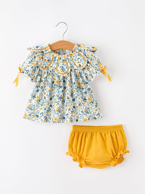 floral-girls-outfit-set-yellow-puff-sleeve-top-bloomers-set-sophias-styleRomper-1