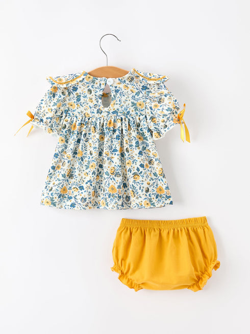floral-girls-outfit-set-yellow-puff-sleeve-top-bloomers-set-sophias-style-2