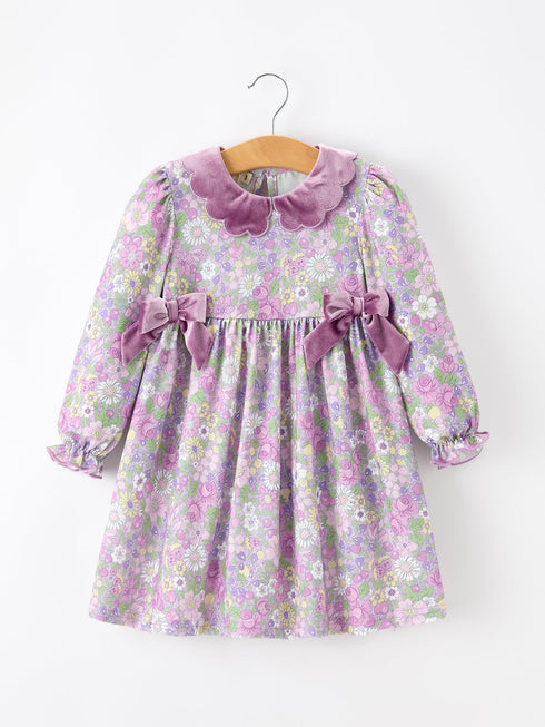 purple-floral-girls-dress-velvet-collar-bow-long-sleeve-dress-sophias-styleDress-1