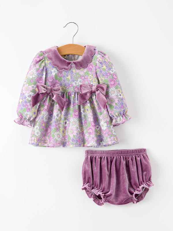purple-floral-velvet-baby-girl-outfit-set-ruffle-bow-bloomers-sophias-styleRomper-1