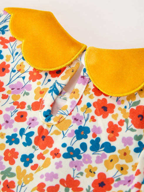 floral-girls-dress-yellow-velvet-collar-bow-puff-sleeve-dress-sophias-style-5