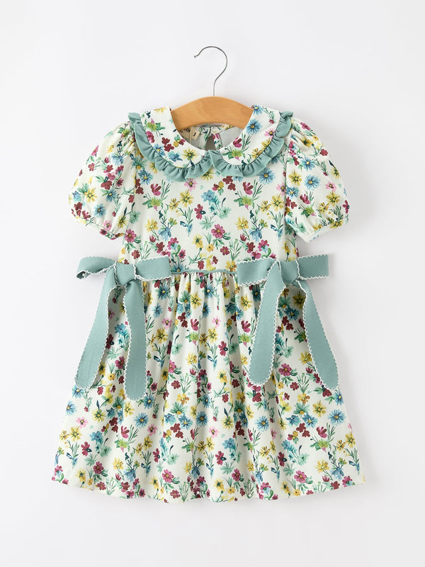 green-floral-girls-dress-petal-collar-bow-waist-puff-sleeve-dress-sophias-styleDress-1