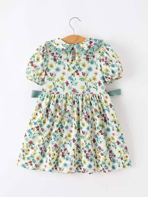 green-floral-girls-dress-petal-collar-bow-waist-puff-sleeve-dress-sophias-style-2