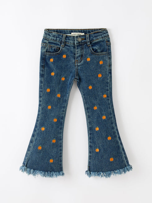 girls-pumpkin-embroidered-flare-jeans-fall-denim-pants-with-fringe-hem-sophias-styleJeans-1