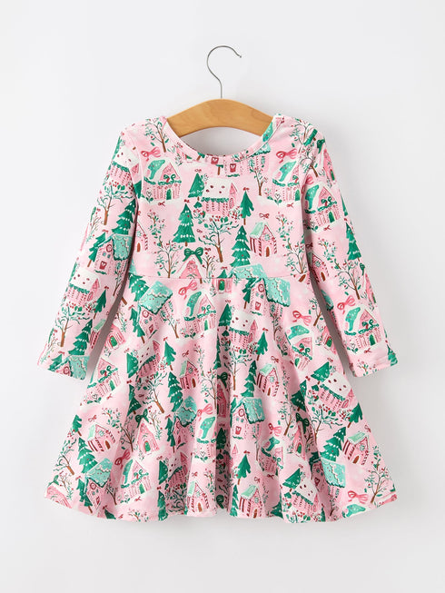 christmas-girls-pink-holiday-village-print-twirl-dress-sophias-style-2