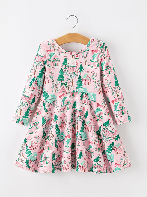 christmas-girls-pink-holiday-village-print-twirl-dress-sophias-styleDress-1
