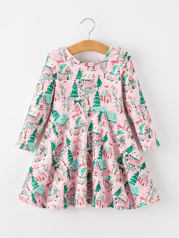christmas-girls-pink-holiday-village-print-twirl-dress-sophias-styleDress-1