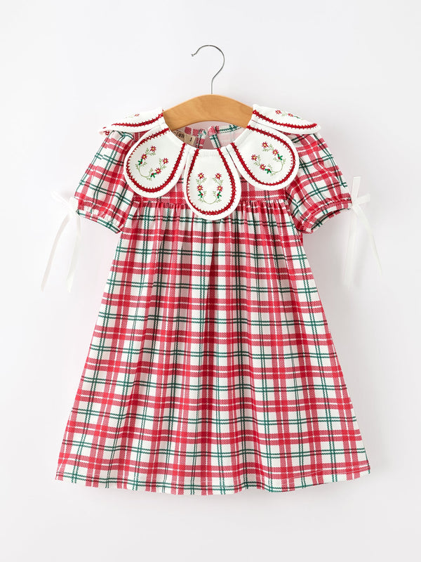 red-christmas-plaid-wreath-embroidered-girl-dress-sophias-styleDress-1
