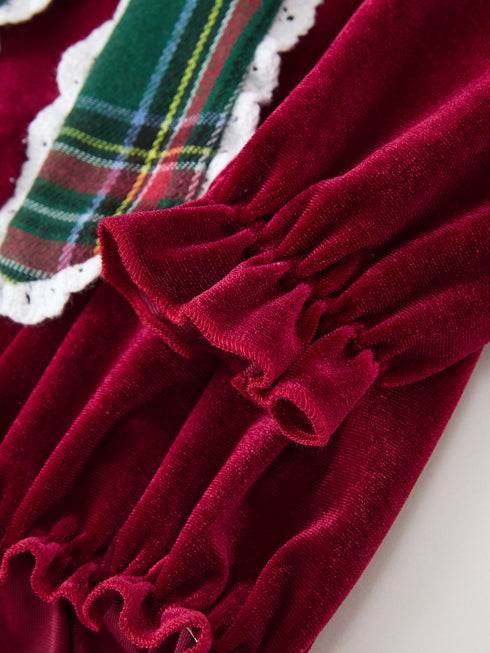 baby-girls-christmas-burgundy-velvet-plaid-bow-romper-sophias-style-4