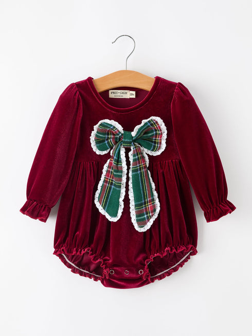 baby-girls-christmas-burgundy-velvet-plaid-bow-romper-sophias-styleRomper-1