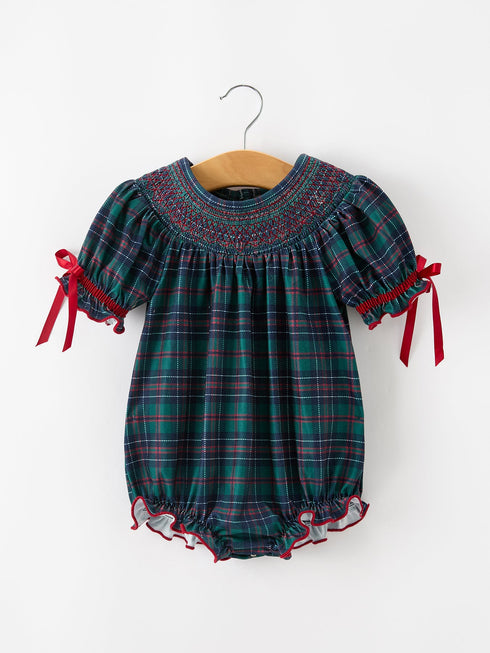 girls-christmas-plaid-smocked-bubble-romper-sophias-styleRomper-1