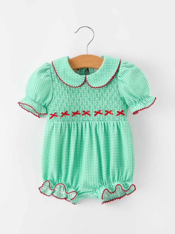 christmas-girls-green-plaid-smocked-bow-bubble-romper-sophias-styleRomper-1