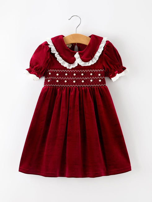 christmas-burgundy-velvet-girls-smocked-pearl-lace-collar-dress-sophias-styleDress-1