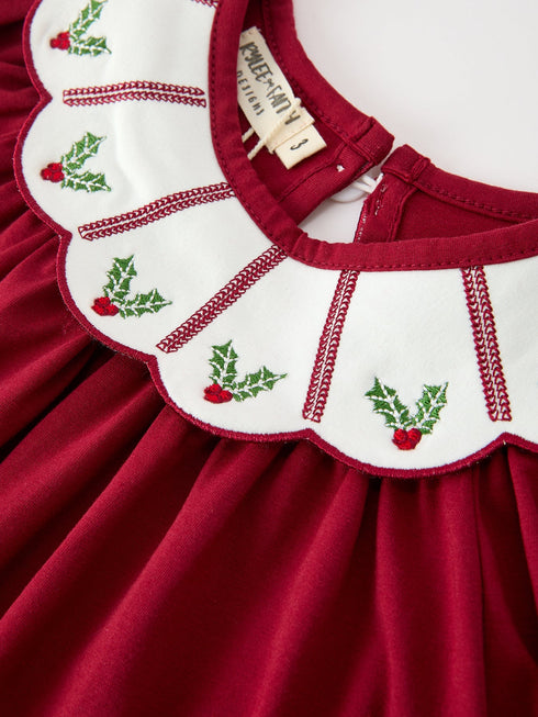 christmas-holly-embroidered-girls-dress-petals-collar-puff-sleeve-sophias-style-3