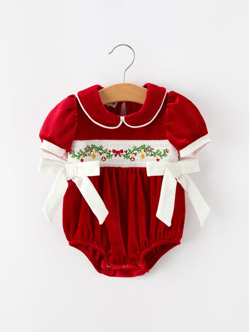 christmas-velvet-baby-romper-smocked-embroidery-bow-rylee-faith-sophias-styleRomper-1