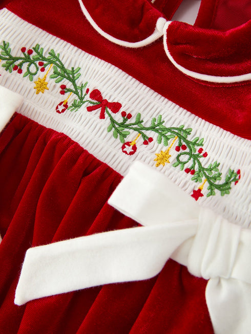 christmas-velvet-baby-romper-smocked-embroidery-bow-rylee-faith-sophias-style-3