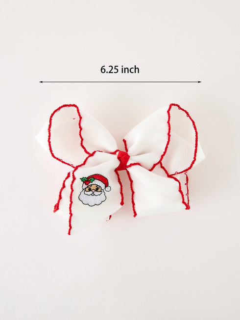 girls-christmas-santa-embroidered-6-25-hair-bow-white-pink-sophias-style-2