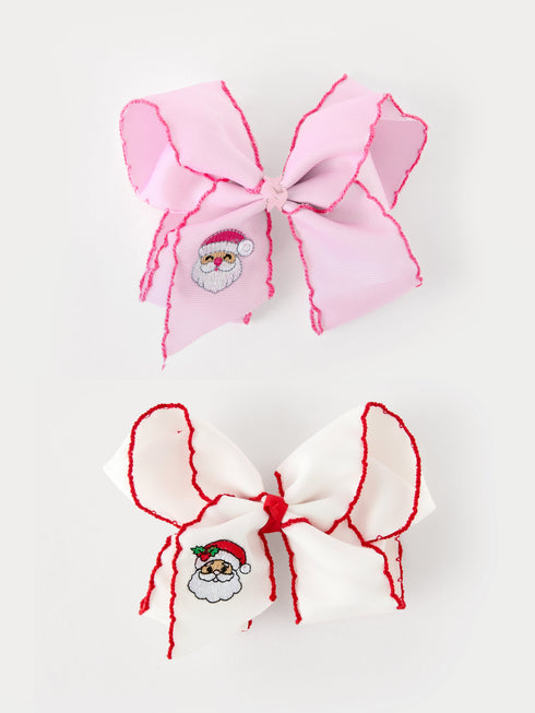 girls-christmas-santa-embroidered-6-25-hair-bow-white-pink-sophias-styleBows-1