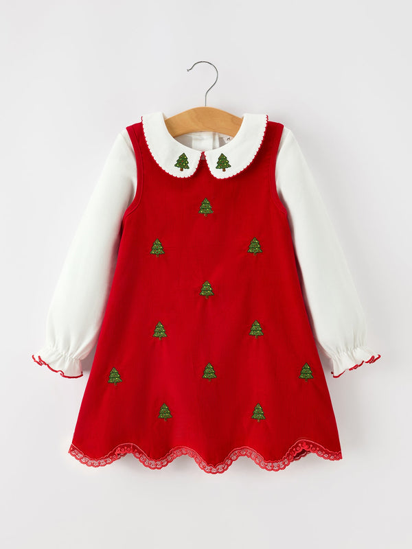 girls-christmas-tree-embroidered-corduroy-dress-cotton-top-setsophias-styleDress-1
