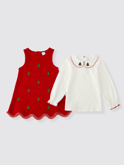 girls-christmas-tree-embroidered-corduroy-dress-cotton-top-setsophias-style-2