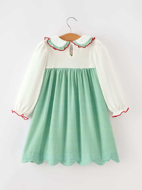 girls-christmas-green-plaid-embroidered-long-sleeve-dress-sophias-style-2