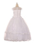 Big Girls White Illusion Neck Embroidered Satin Organza Communion Dress 7-20 - SophiasStyle.com