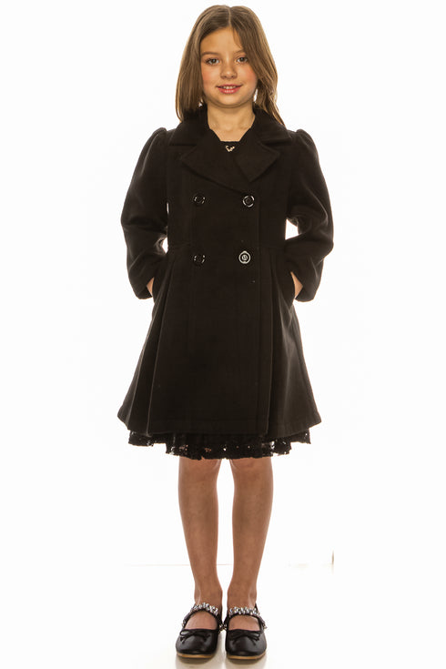 Crayon Kids Girls Long Sleeve Button Up Winter Dress Coat 2T-16 - SophiasStyle.com