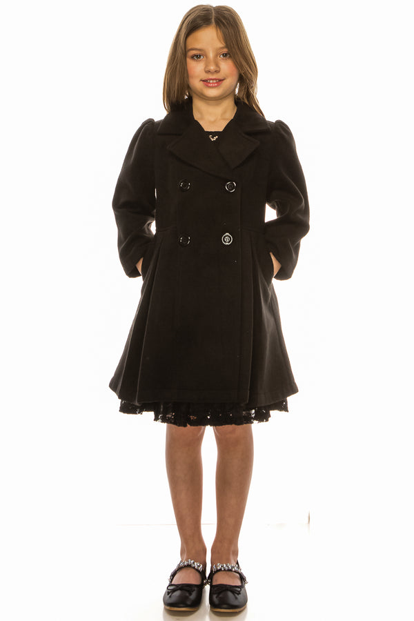 Crayon Kids Girls Long Sleeve Button Up Winter Dress Coat 2T-16 - SophiasStyle.com