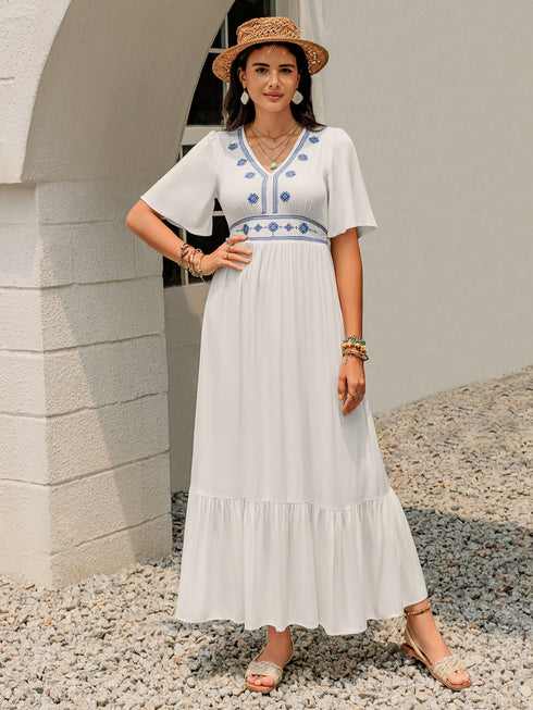 ruffled-hem-v-neck-flutter-sleeve-dress OhSoStyled - Sophia's Style-4