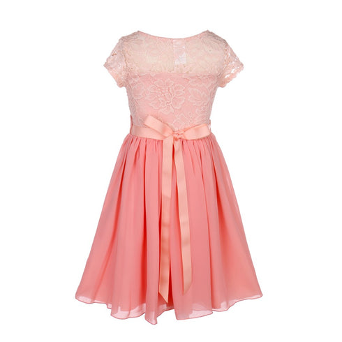 Little Girls Multi Color Lace Stone Belt Chiffon Flower Girl Party Dress 2-6 - SophiasStyle.com