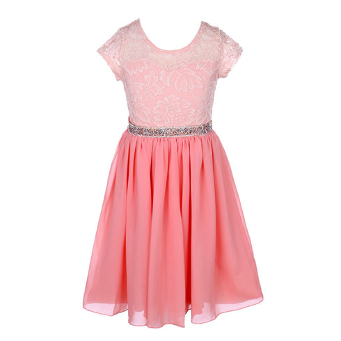 Little Girls Multi Color Lace Stone Belt Chiffon Flower Girl Party Dress 2-6 - SophiasStyle.com
