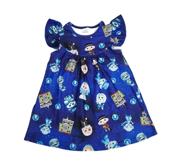 happy-ghost-milk-silk-flutter-dress Great Lakes kids - Sophia's StyleFlutter Dress-1