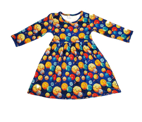 solar-system-long-sleeve-milk-silk-dress Great Lakes kids - Sophia's Style-2