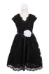 Vestido de ocasión especial de encaje elástico con borde de flores amarillas para niñas grandes 8-14