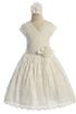 Vestido de ocasión especial de encaje elástico con borde de flores amarillas para niñas grandes 8-14