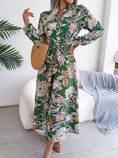 tied-printed-long-sleeve-midi-dress Sophia's Trends - Sophia's Style--