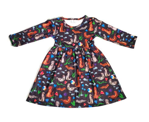 otter-have-fun-long-sleeve-milk-silk-dress Great Lakes kids - Sophia's Style-2