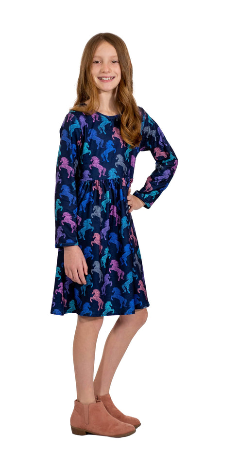 saddle-up-long-sleeve-milk-silk-dress Great Lakes kids - Sophia's StyleLong Sleeve Dress-1