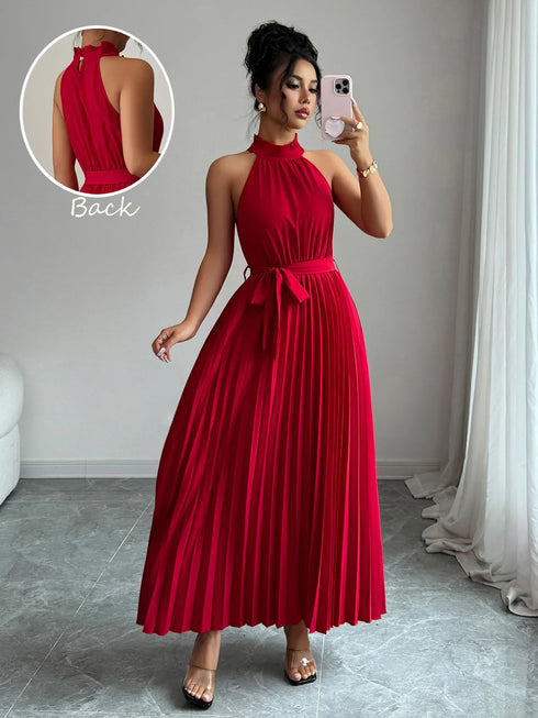 pleated-halter-neck-tie-waist-maxi-dress-OhSoStyled-Sophia's-Style-3