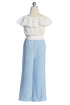 Girls Off-Shoulder Ruffle Jumpsuit with Waist Tie and Necklace, Sizes 4-14