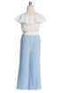 Girls Off-Shoulder Ruffle Jumpsuit with Waist Tie and Necklace, Sizes 4-14